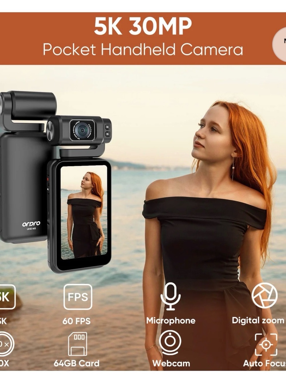 Ordro M3 5K Video Camera/Camcorder/Camera WiFi IR Night Vision - Picture 11 of 13